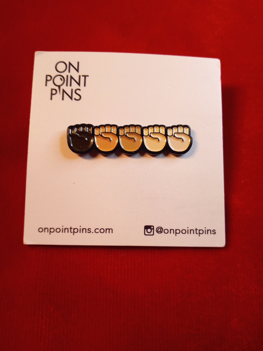 Multitone Fist Enamel Lapel Pin - Black & Beige